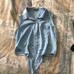 A sleeveless crop top with white stars